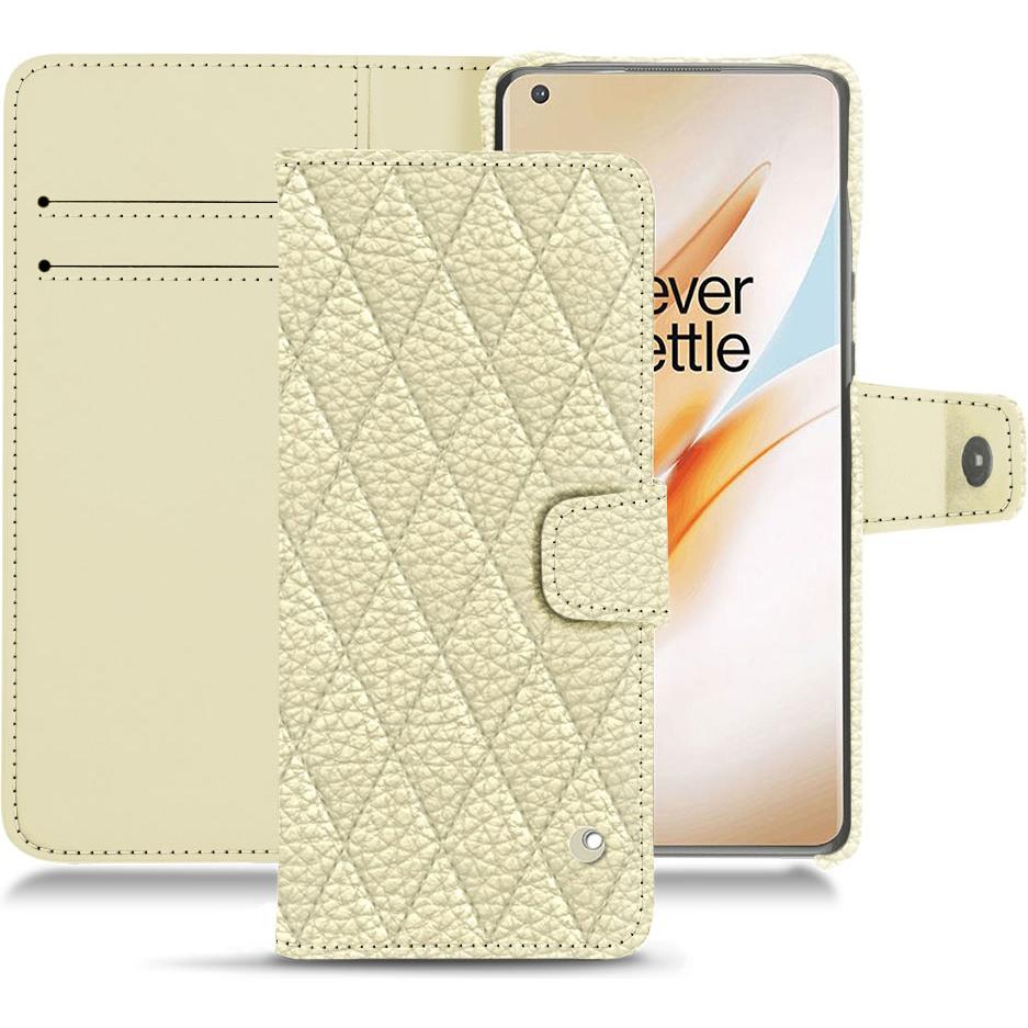 Noreve Lederschutzhülle Wallet (OnePlus 8 Pro), Smartphone Hülle, Weiss