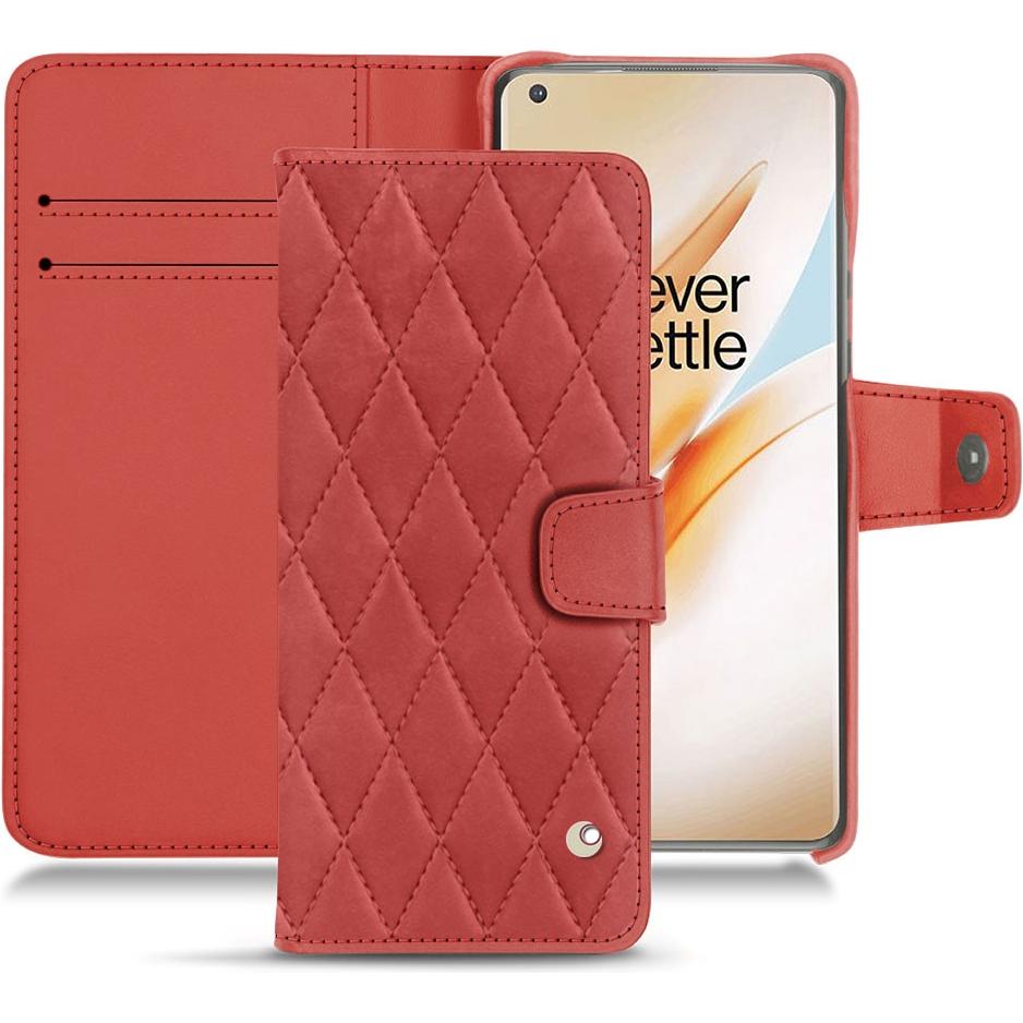 Noreve Lederschutzhülle Wallet (OnePlus 8 Pro), Smartphone Hülle, Rot