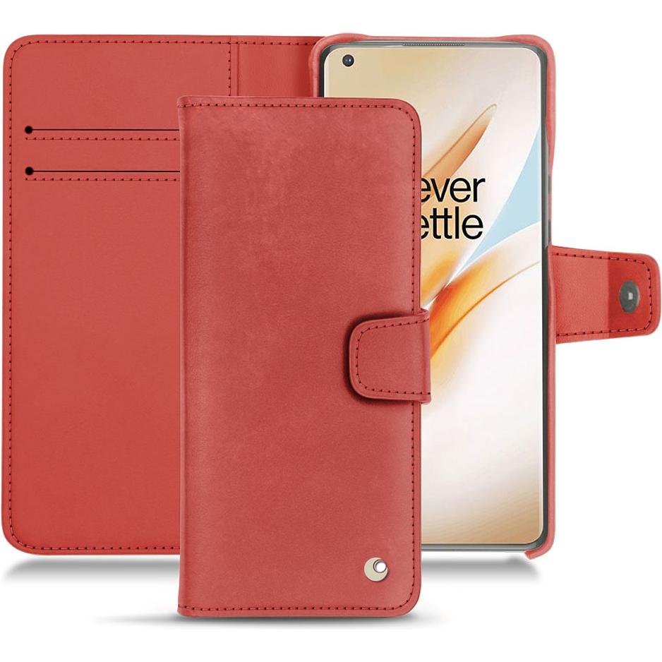 Noreve Lederschutzhülle Wallet (OnePlus 8 Pro), Smartphone Hülle, Rot
