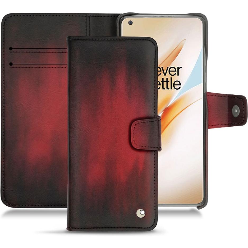 Noreve Lederschutzhülle Wallet (OnePlus 8 Pro), Smartphone Hülle, Rot