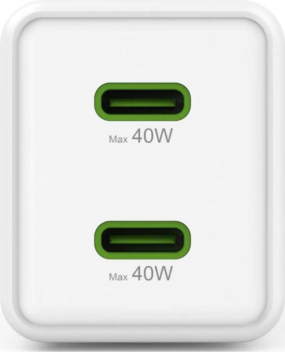 Produktbild Hama Schnellladegerät, GaN, 2x USB-C, Super-Mini-Ladegerät, PD, 40 W, Weiss (40 W, 2 Ports)