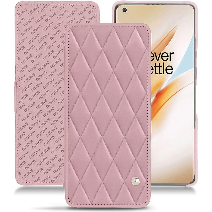 Noreve Lederschutzhülle horizontal (OnePlus 8 Pro), Smartphone Hülle, Rosa