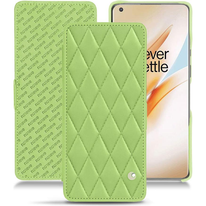 Noreve Lederschutzhülle horizontal (OnePlus 8 Pro), Smartphone Hülle, Grün