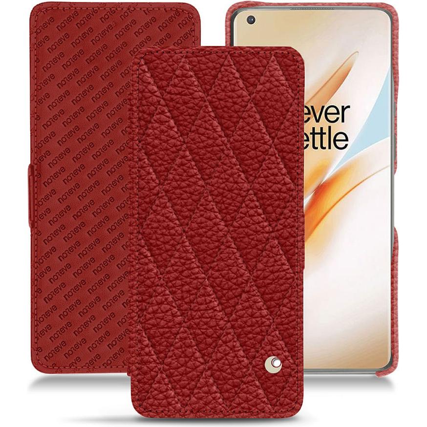 Noreve Lederschutzhülle horizontal (OnePlus 8 Pro), Smartphone Hülle, Rot