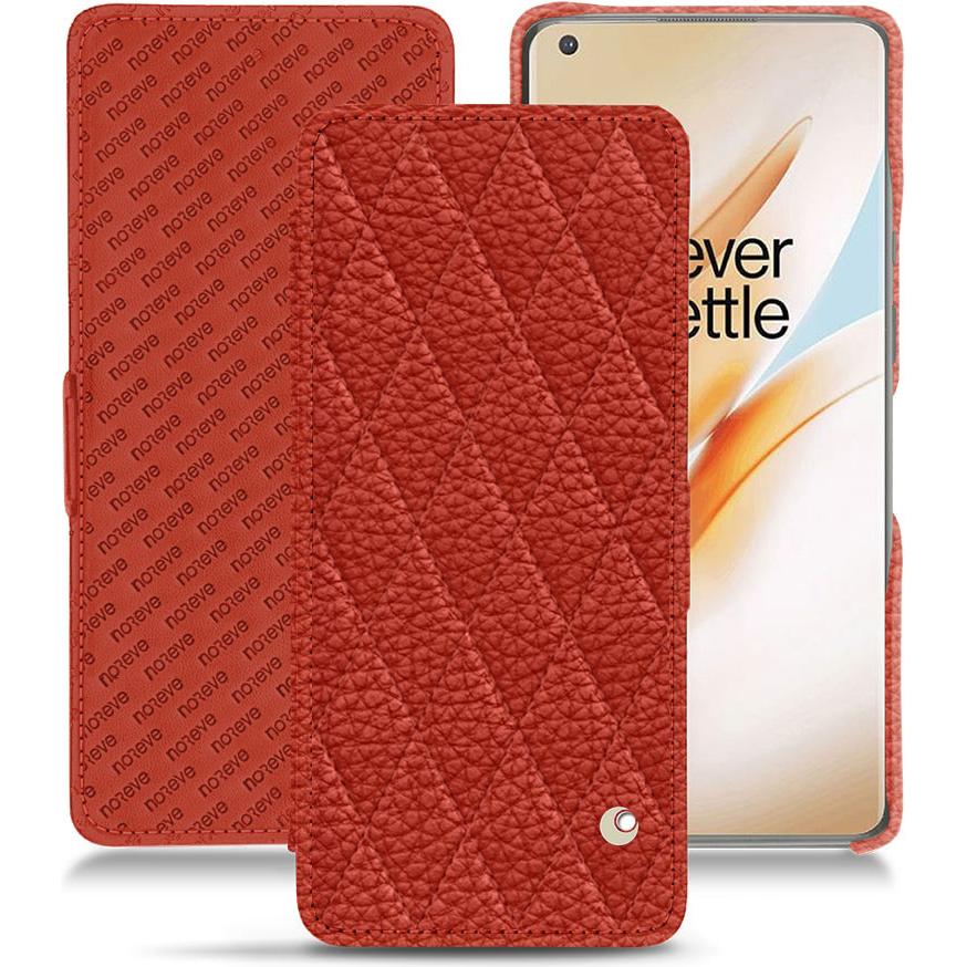 Noreve Lederschutzhülle horizontal (OnePlus 8 Pro), Smartphone Hülle, Orange