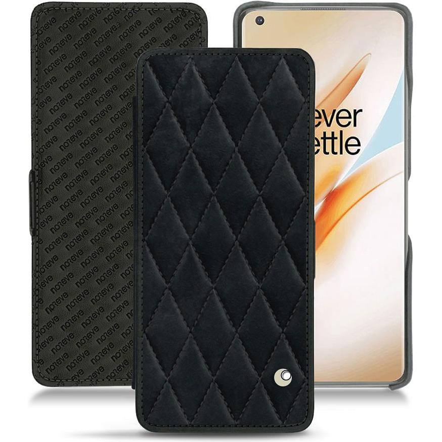 Noreve Lederschutzhülle horizontal (OnePlus 8 Pro), Smartphone Hülle, Schwarz