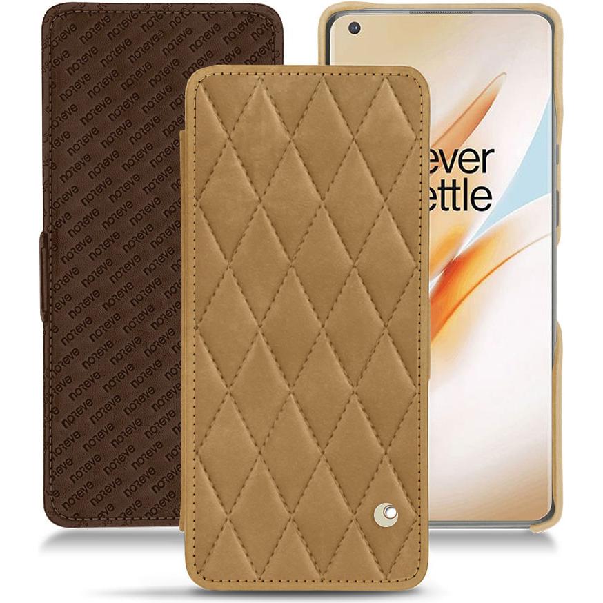 Noreve Lederschutzhülle horizontal (OnePlus 8 Pro), Smartphone Hülle, Braun