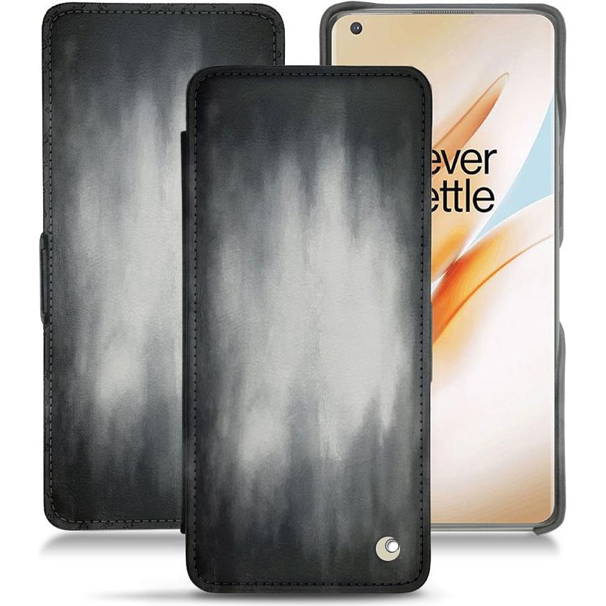 Noreve Lederschutzhülle horizontal (OnePlus 8 Pro), Smartphone Hülle, Grau