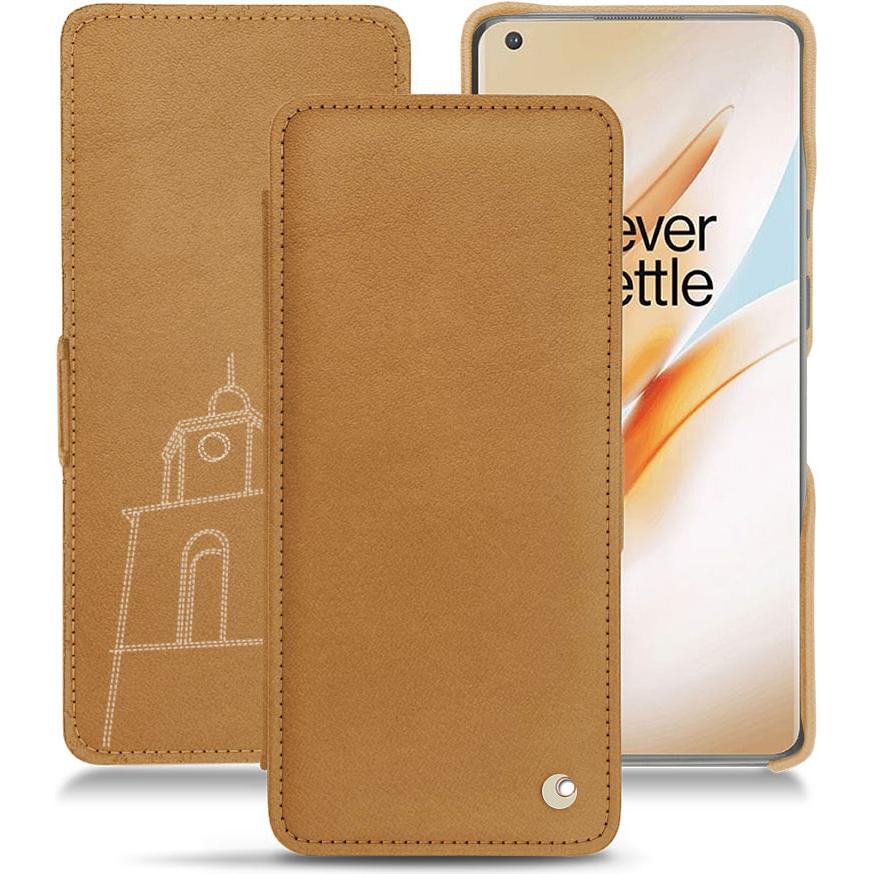 Noreve Lederschutzhülle horizontal (OnePlus 8 Pro), Smartphone Hülle, Braun