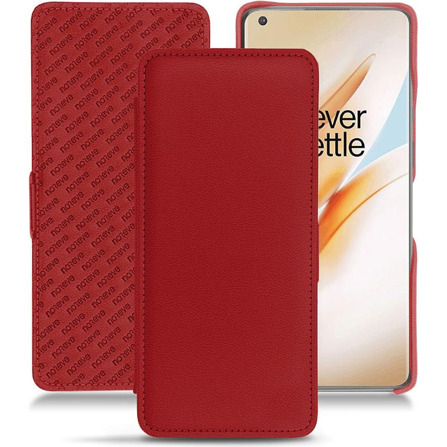 Noreve Lederschutzhülle horizontal (OnePlus 8 Pro), Smartphone Hülle, Rot