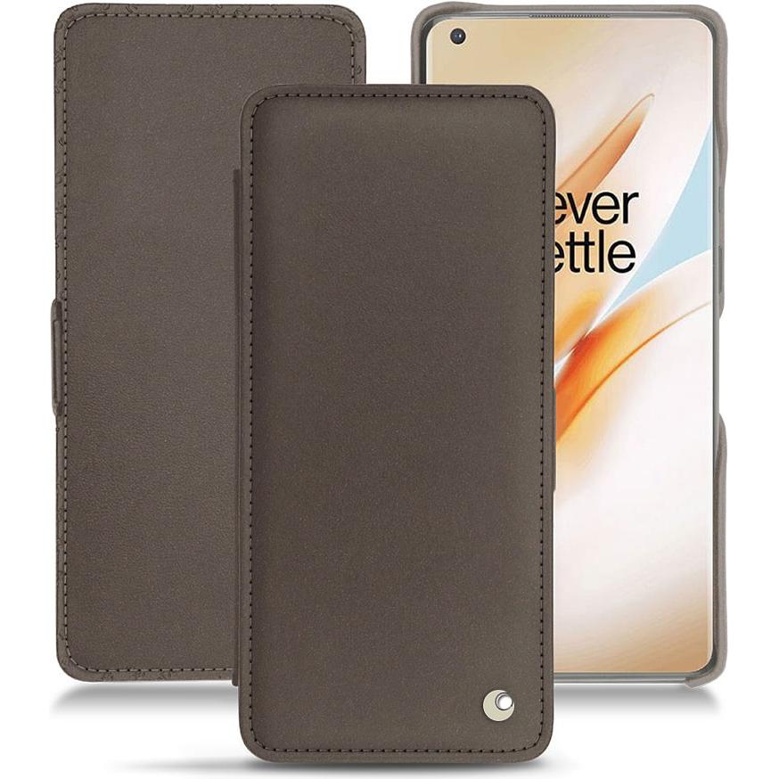 Noreve Lederschutzhülle horizontal (OnePlus 8 Pro), Smartphone Hülle, Grau