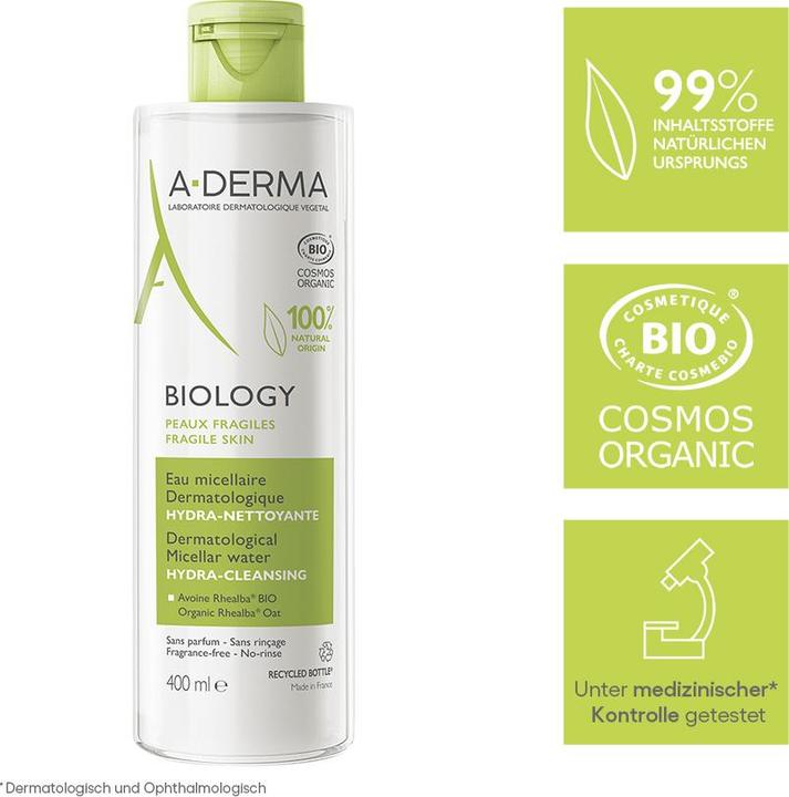 Image du produit A-Derma Biologie Eau micellaire dermatologique Hydra-Cleansing (Eau micellaire, 400 ml)