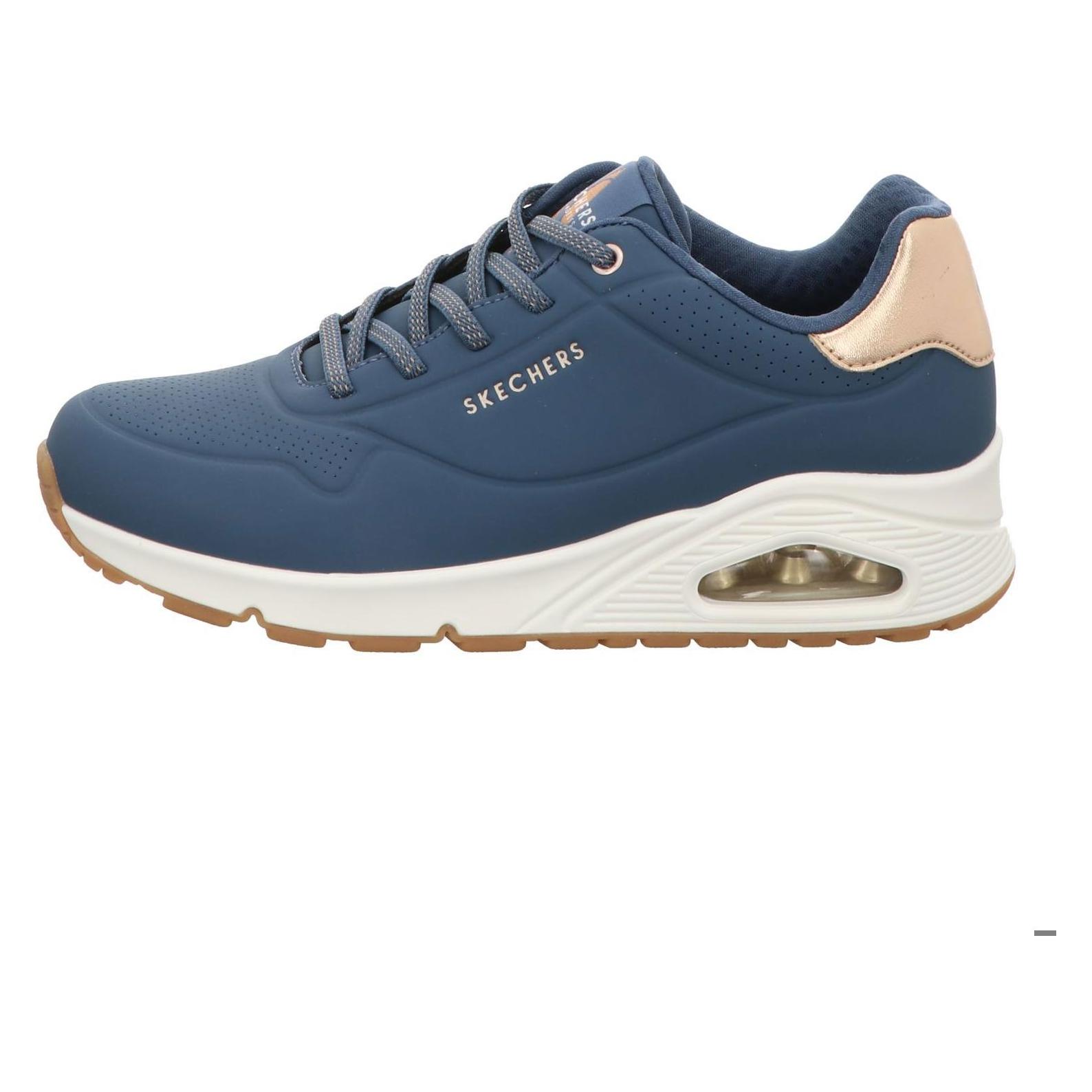 Skechers, Vrouwen, Sneakers, Dames Veterschoenen Sportief Rubberzool Blauw, Blauw, (38)