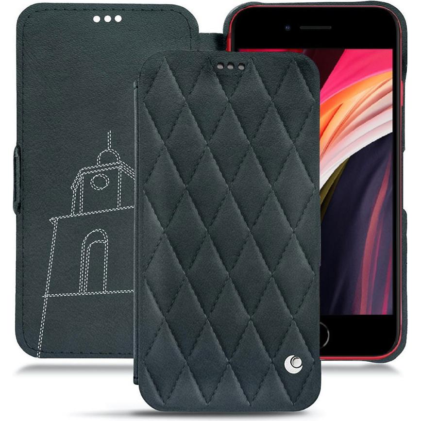 Noreve Lederschutzhülle horizontal (Apple iPhone SE (2nd Gen), Apple iPhone SE (3rd Gen)), Smartphone Hülle, Blau
