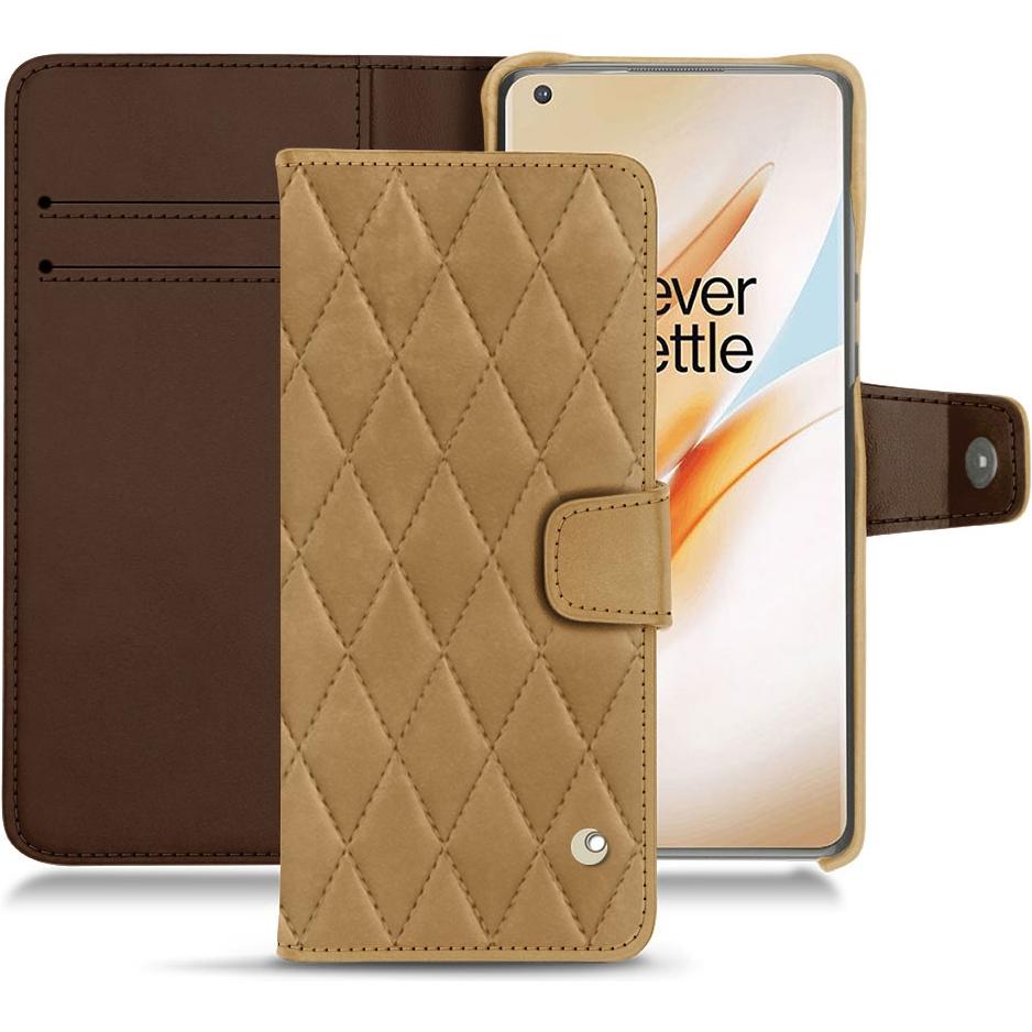 Noreve Lederschutzhülle Wallet (OnePlus 8 Pro), Smartphone Hülle, Braun