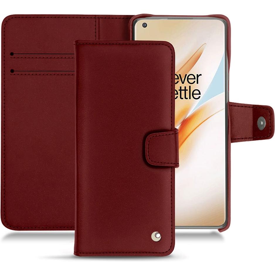 Noreve Lederschutzhülle Wallet (OnePlus 8 Pro), Smartphone Hülle, Rot