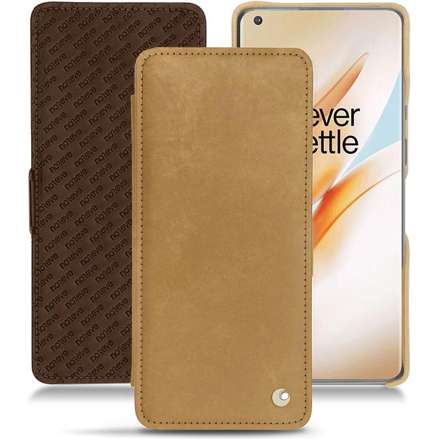 Noreve Lederschutzhülle horizontal (OnePlus 8 Pro), Smartphone Hülle, Braun
