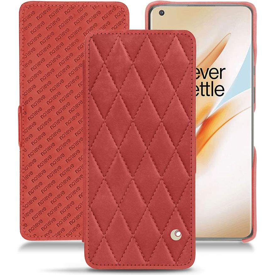 Noreve Lederschutzhülle horizontal (OnePlus 8 Pro), Smartphone Hülle, Rot