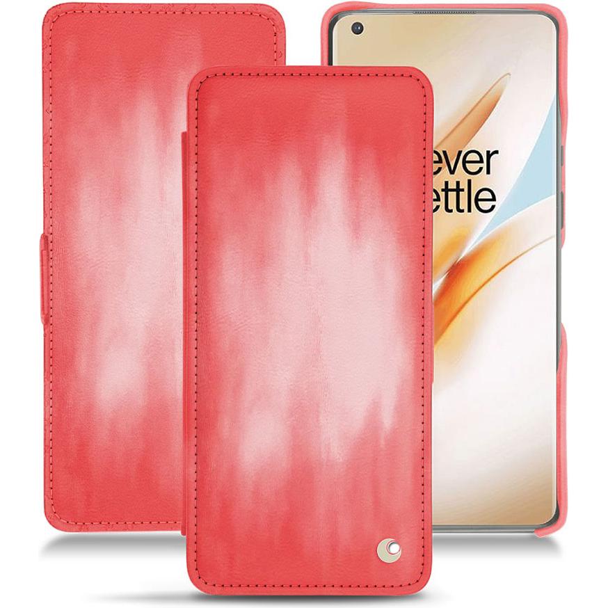 Noreve Lederschutzhülle horizontal (OnePlus 8 Pro), Smartphone Hülle, Rosa