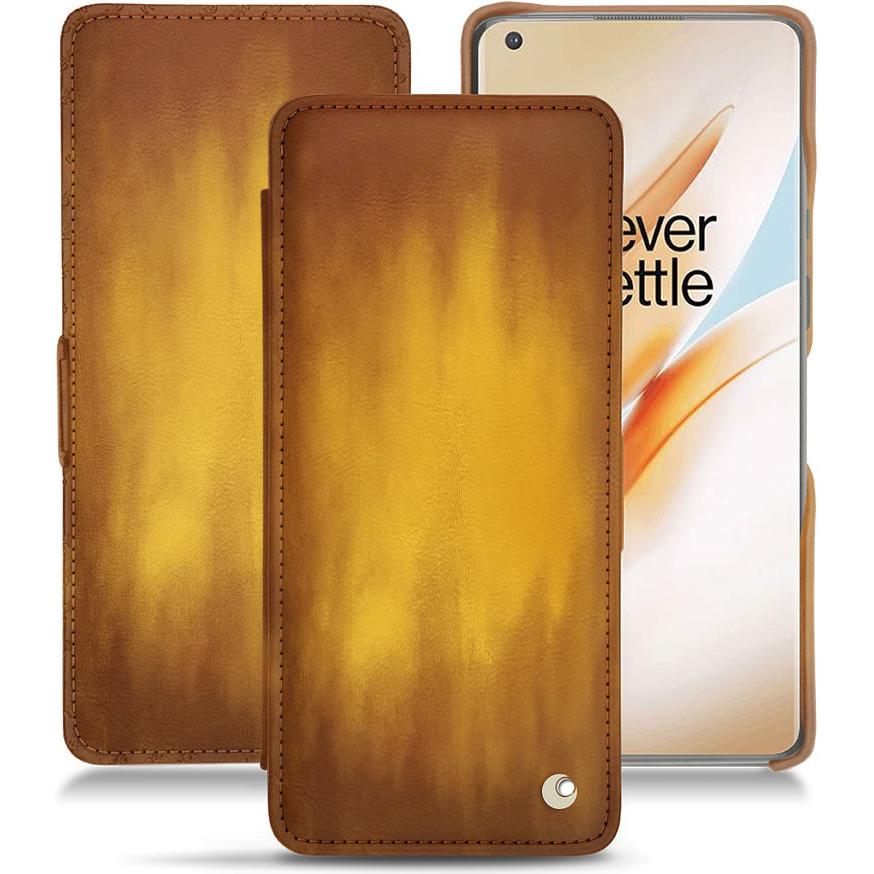 Noreve Lederschutzhülle horizontal (OnePlus 8 Pro), Smartphone Hülle, Gold