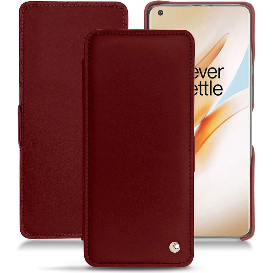Noreve Lederschutzhülle horizontal (OnePlus 8 Pro), Smartphone Hülle, Rot