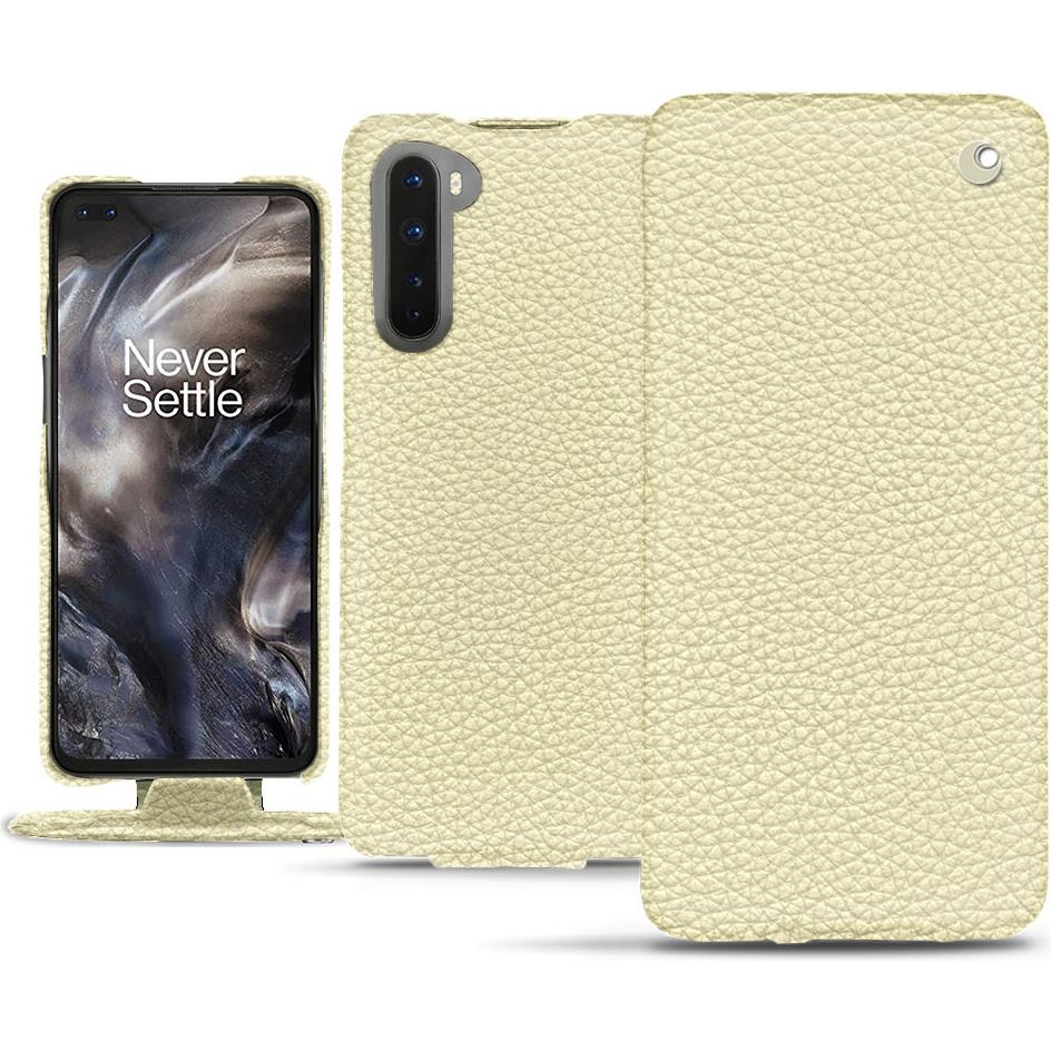 Noreve Lederschutzhülle vertikal (OnePlus Nord), Smartphone Hülle, Weiss