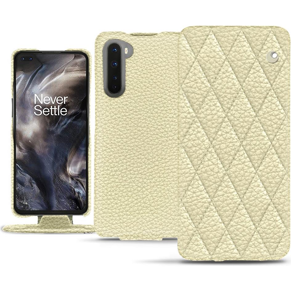 Thumbnail - Noreve Lederschutzhülle vertikal (OnePlus Nord), Smartphone Hülle, Weiss