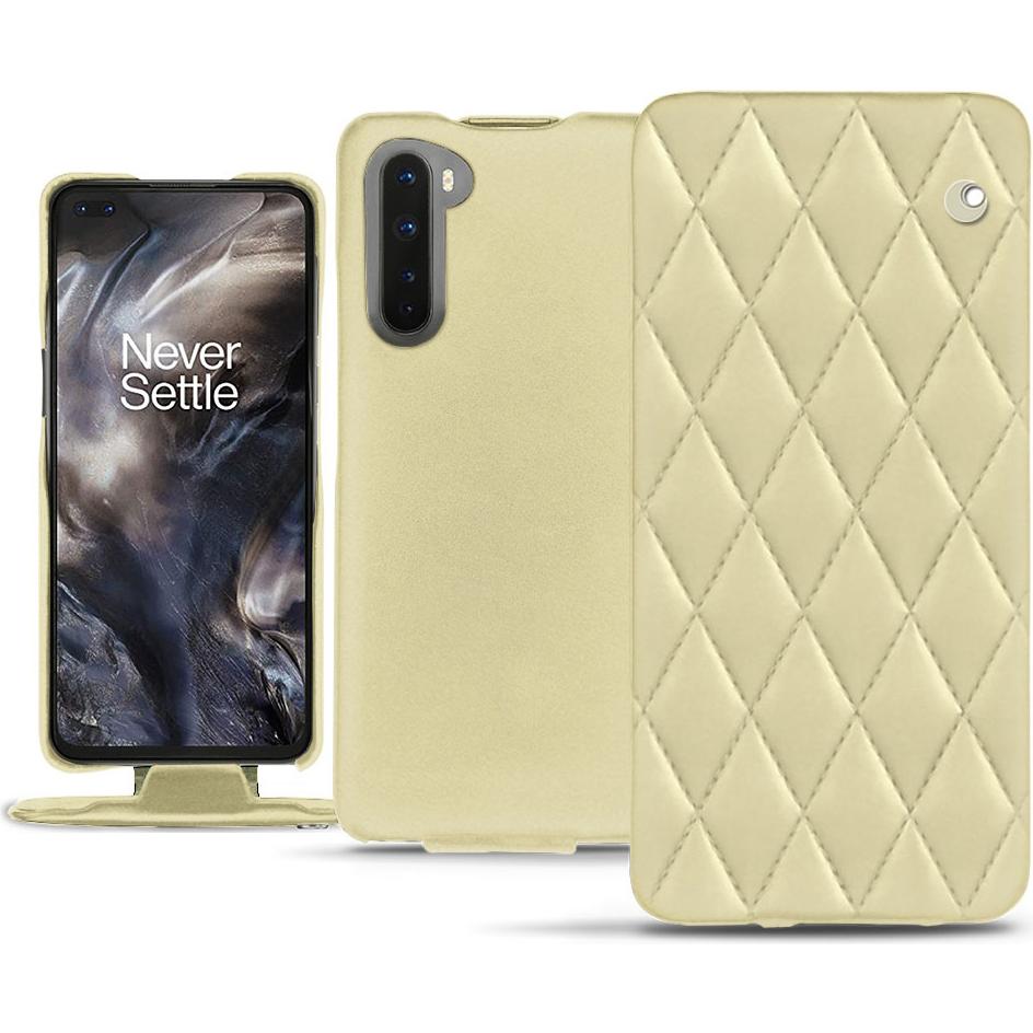 Noreve Lederschutzhülle vertikal (OnePlus Nord), Smartphone Hülle, Beige