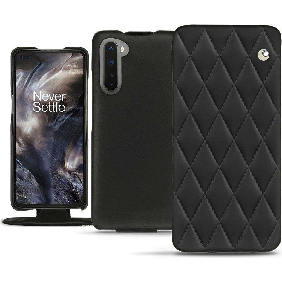 Noreve Lederschutzhülle vertikal (OnePlus Nord), Smartphone Hülle, Schwarz