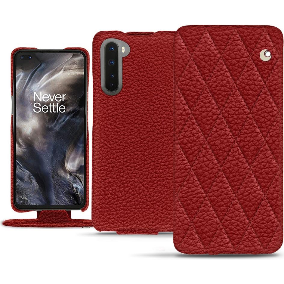 Thumbnail - Noreve Lederschutzhülle vertikal (OnePlus Nord), Smartphone Hülle, Rot