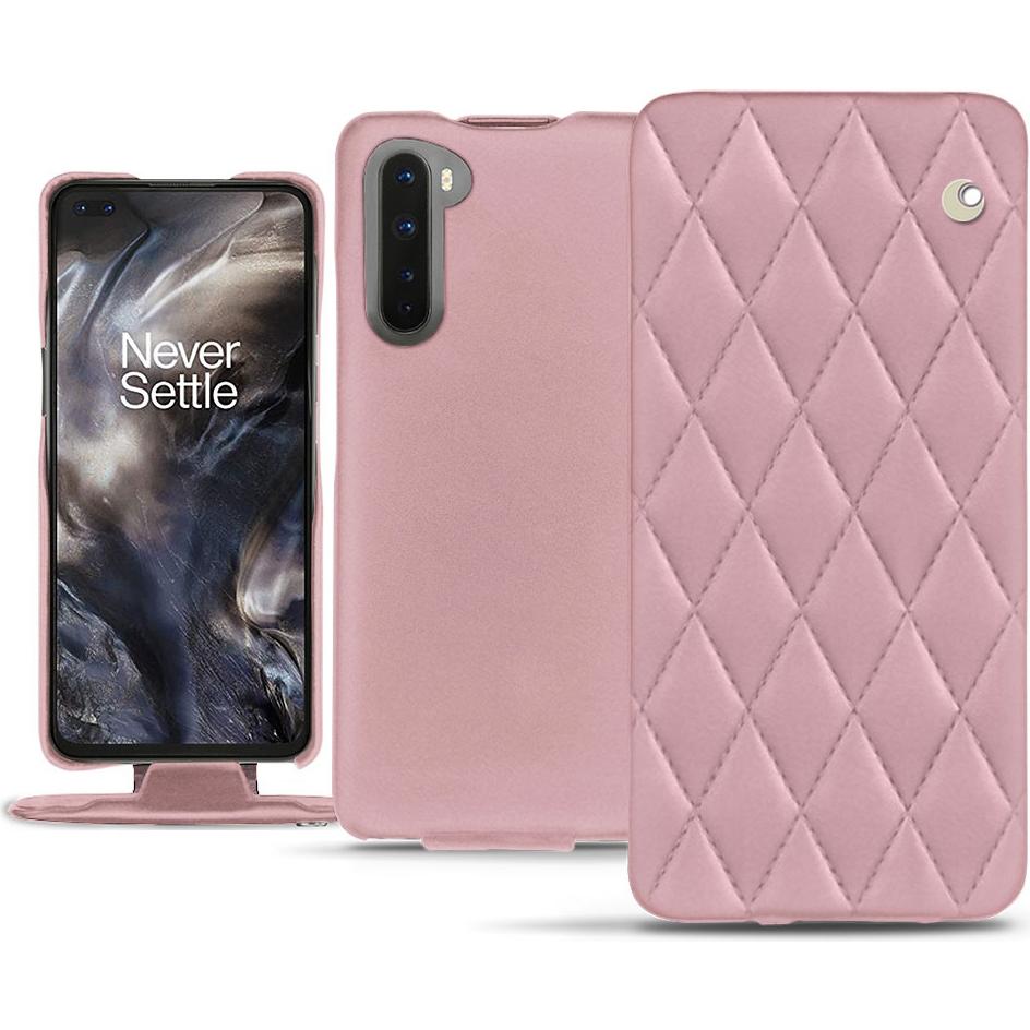 Thumbnail - Noreve Lederschutzhülle vertikal (OnePlus Nord), Smartphone Hülle, Rosa