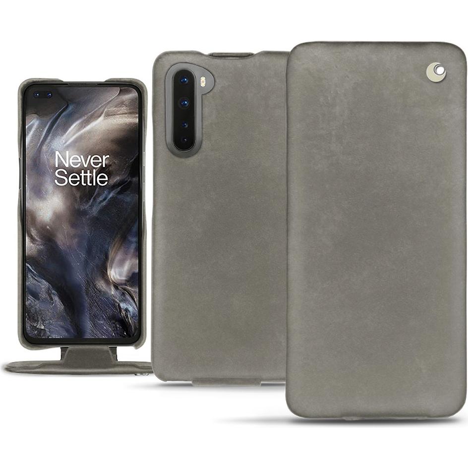 Noreve Lederschutzhülle vertikal (OnePlus Nord), Smartphone Hülle, Grau