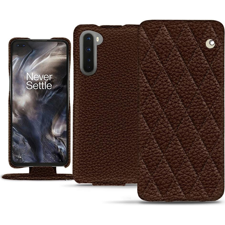Noreve Lederschutzhülle vertikal (OnePlus Nord), Smartphone Hülle, Braun