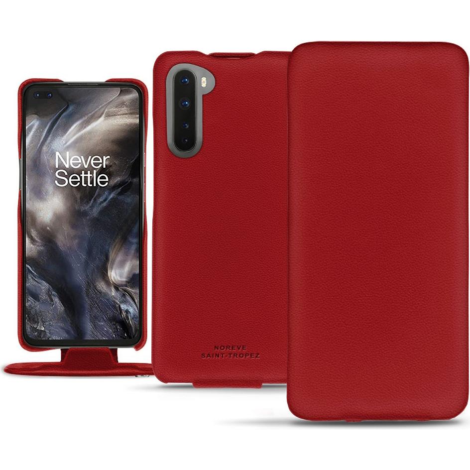 Thumbnail - Noreve Lederschutzhülle vertikal (OnePlus Nord), Smartphone Hülle, Rot