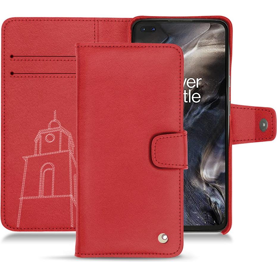Noreve Lederschutzhülle Wallet (OnePlus Nord), Smartphone Hülle, Rot