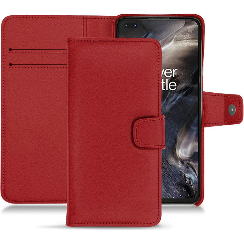 Noreve Lederschutzhülle Wallet (OnePlus Nord), Smartphone Hülle, Rot