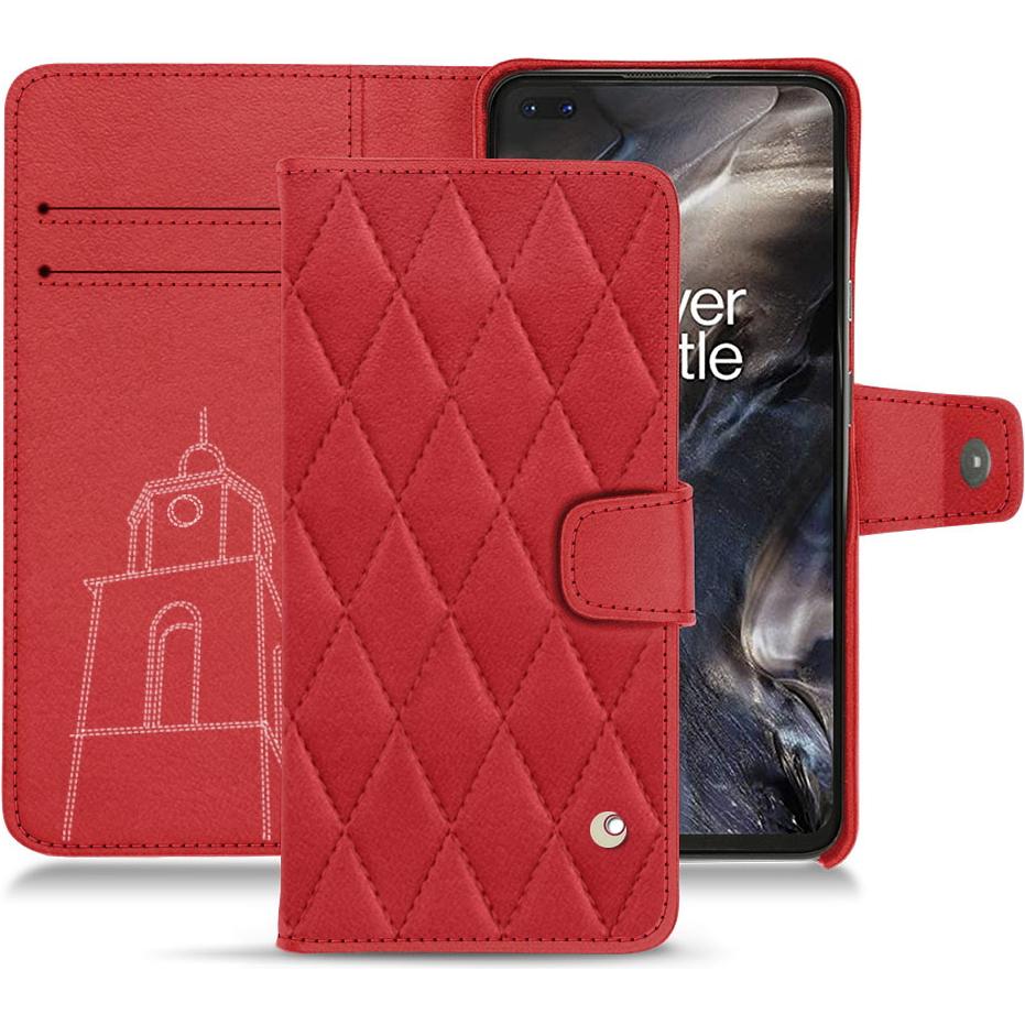 Noreve Lederschutzhülle Wallet (OnePlus Nord), Smartphone Hülle, Rot