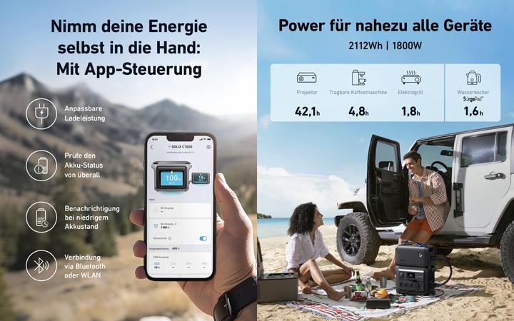 Produktbild Anker Solix SOLIX Powerstation-Set, C1000X + Erweiterungsakku BP1000 + Solarmodul PS100 (12.90 kg)