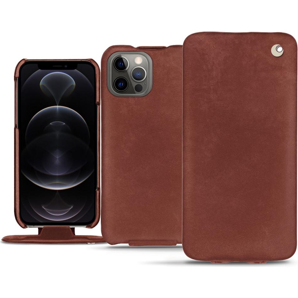 Noreve Lederschutzhülle vertikal (Apple iPhone 12 Pro Max), Smartphone Hülle, Rot