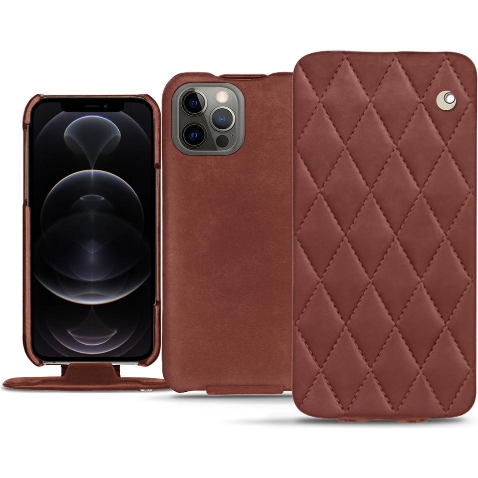 Noreve Lederschutzhülle vertikal (Apple iPhone 12 Pro Max), Smartphone Hülle, Rot