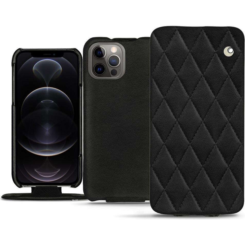 Noreve Lederschutzhülle vertikal (Apple iPhone 12 Pro Max), Smartphone Hülle, Schwarz