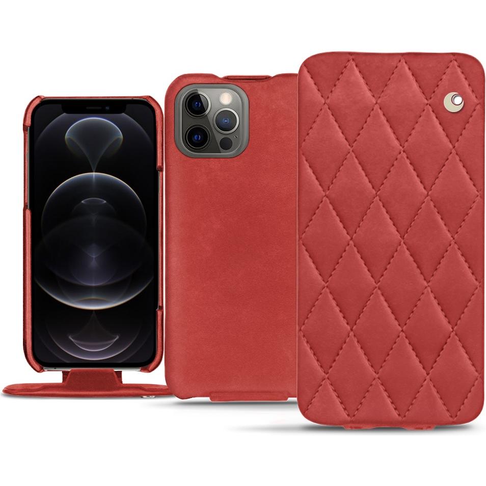 Noreve Lederschutzhülle vertikal (Apple iPhone 12 Pro Max), Smartphone Hülle, Rot