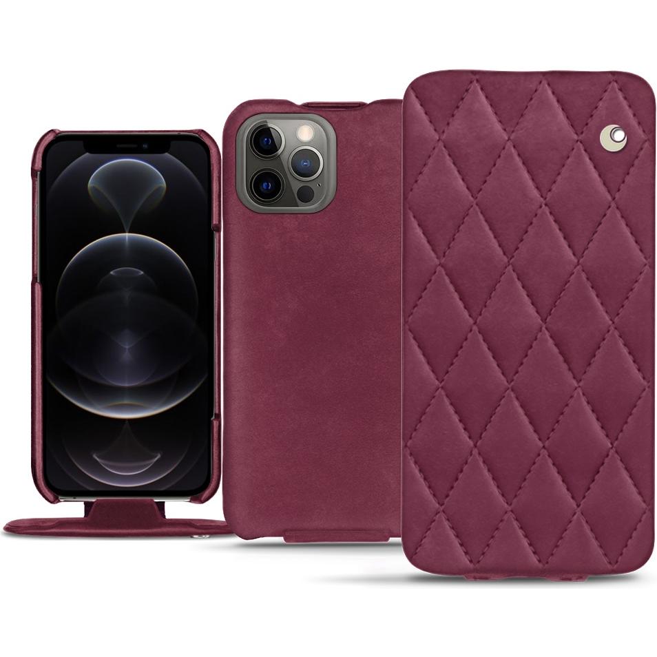 Noreve Lederschutzhülle vertikal (Apple iPhone 12 Pro Max), Smartphone Hülle, Violett