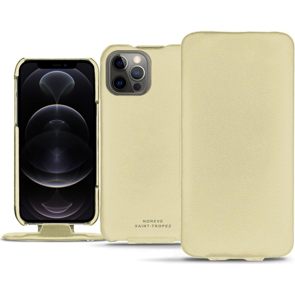Noreve Lederschutzhülle vertikal (Apple iPhone 12 Pro Max), Smartphone Hülle, Beige