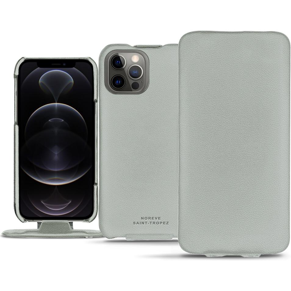 Noreve Lederschutzhülle vertikal (Apple iPhone 12 Pro Max), Smartphone Hülle, Grau