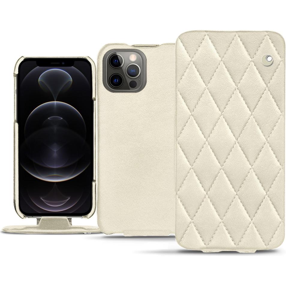 Noreve Lederschutzhülle vertikal (Apple iPhone 12 Pro Max), Smartphone Hülle, Weiss