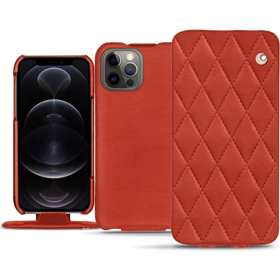 Noreve Lederschutzhülle vertikal (Apple iPhone 12 Pro Max), Smartphone Hülle, Orange