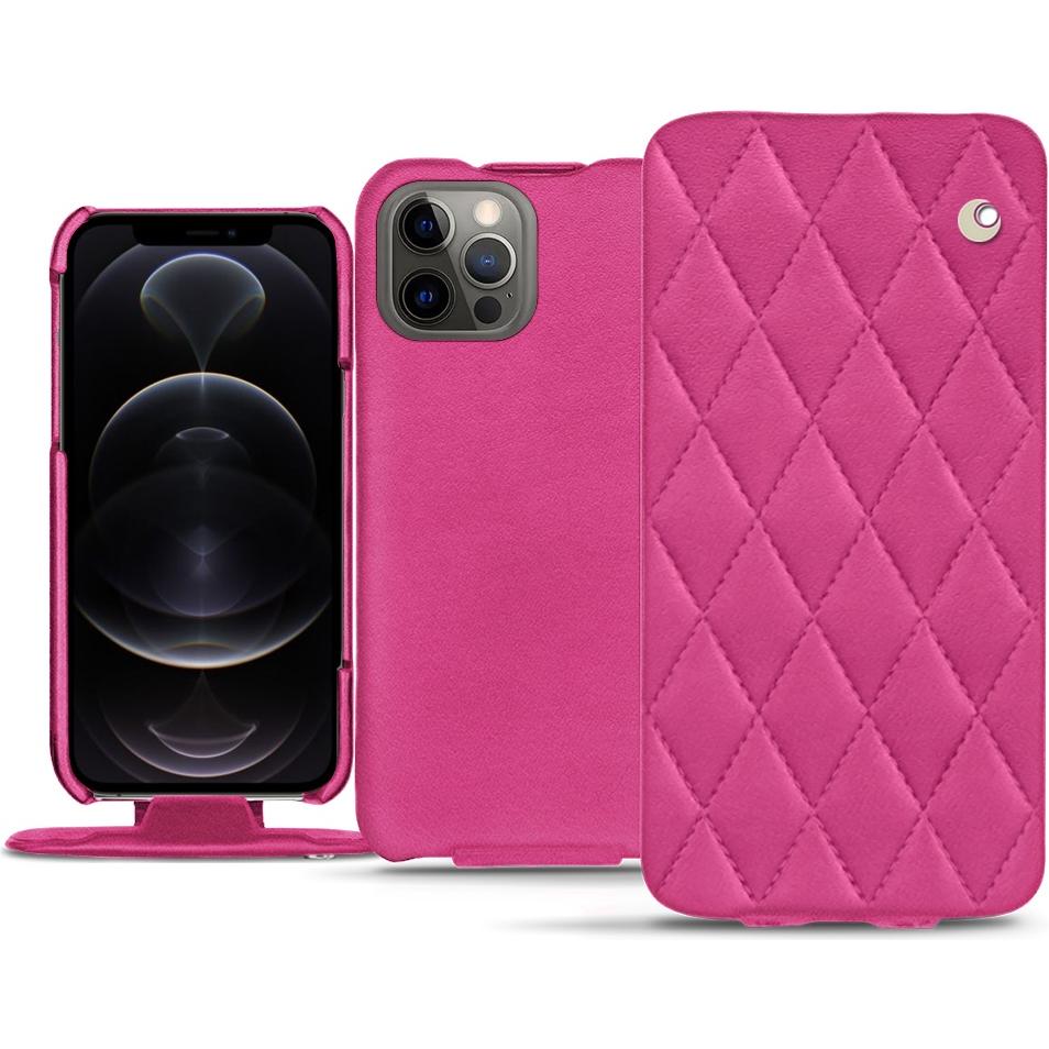 Noreve Lederschutzhülle vertikal (Apple iPhone 12 Pro Max), Smartphone Hülle, Rosa