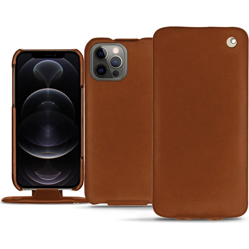 Noreve Lederschutzhülle vertikal (Apple iPhone 12 Pro Max), Smartphone Hülle, Braun