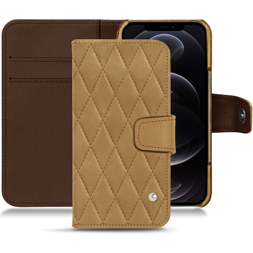 Noreve Lederschutzhülle Wallet (iPhone 12 Pro Max), Smartphone Hülle, Braun